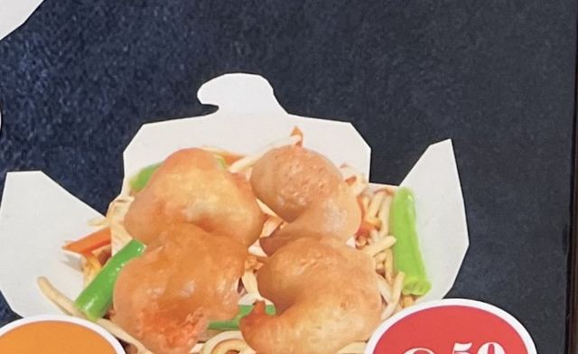 B5. Noodle box with fried shrimp